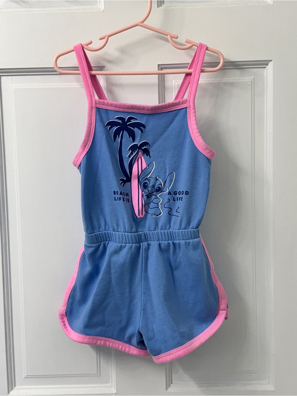 🐻 5/$15 Blue & Pink Stitch Surf Romper